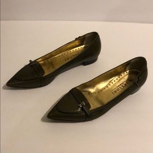 A.testoni femme olive green flats.